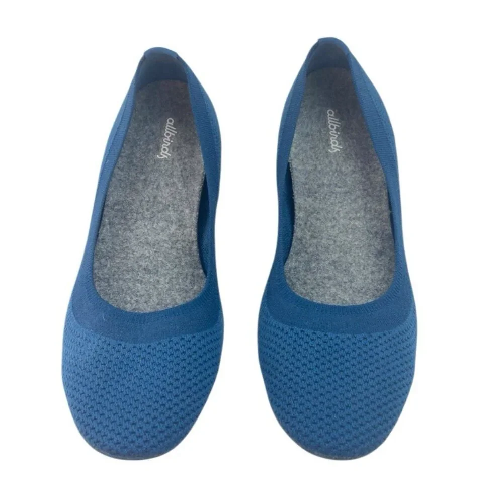 *Allbirds Tree Breezer Ballet Flat Womens Size 11 Blue Fabric Knit Slip On Shoe - Picture 2 of 10